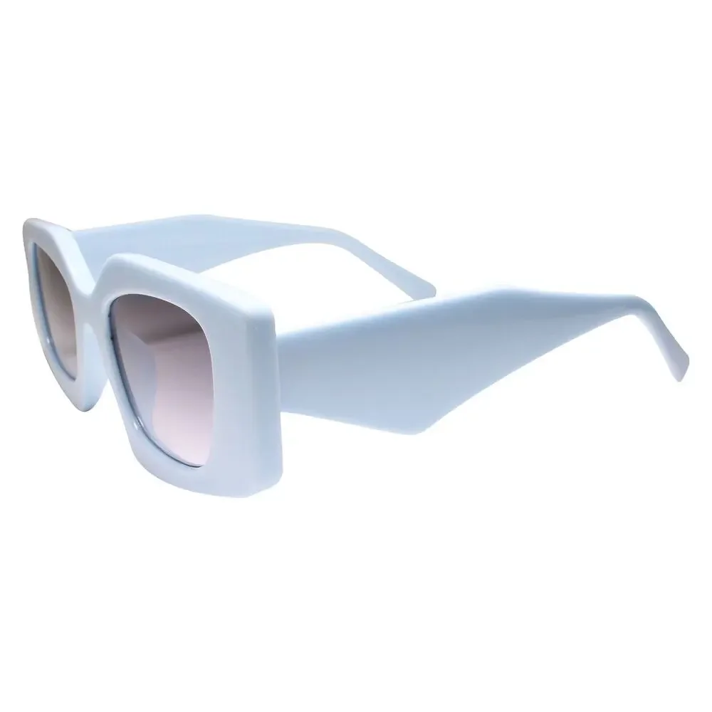 Mens Womens Geometric Angular Modernize Fashion Blue Rectangle Sunglasses